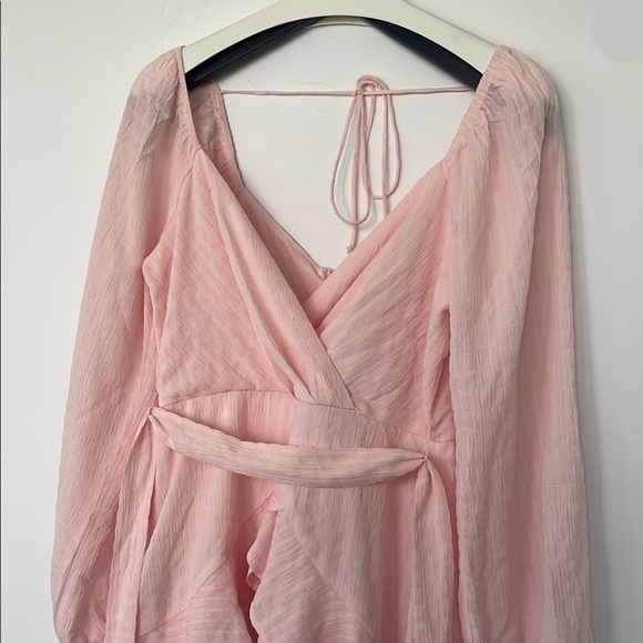 Trixxi Pink Ruffled Chiffon Tie Front or Back Mini Skater Dress Medium - Picture 10 of 17